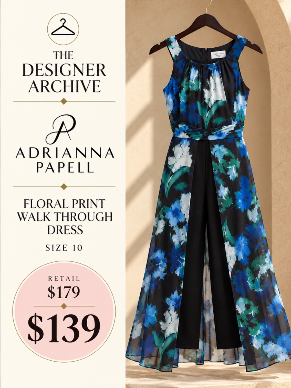 Adrianna Papell Floral Print Chiffon jumpsuit | Size 10
